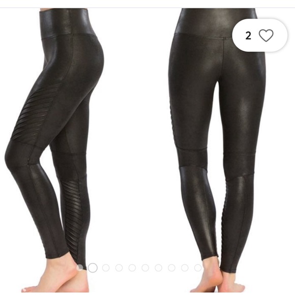 SPANX Pants - Spanx by Sara Blakey Black Faux Leather Moto Pants Small Leggings